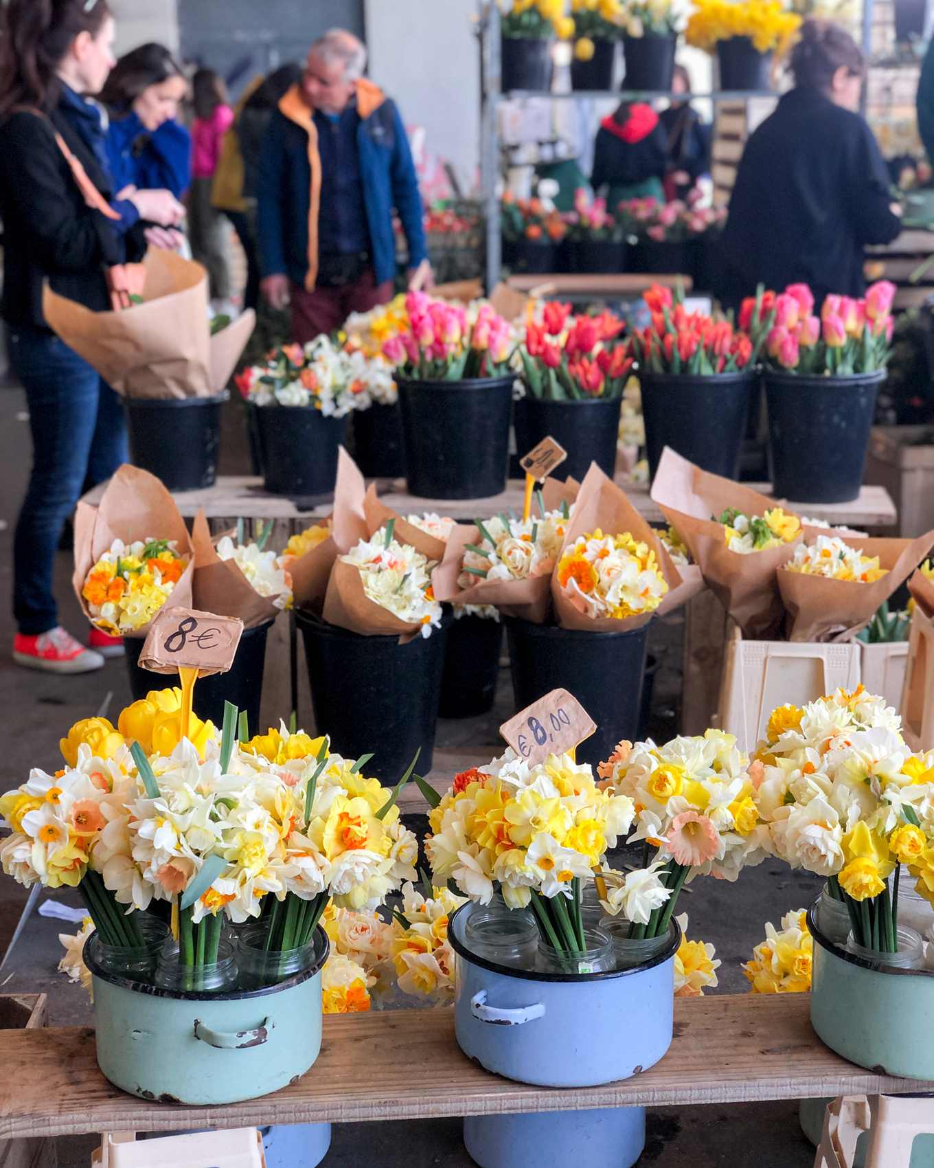 フランスの花屋に並ぶ水仙