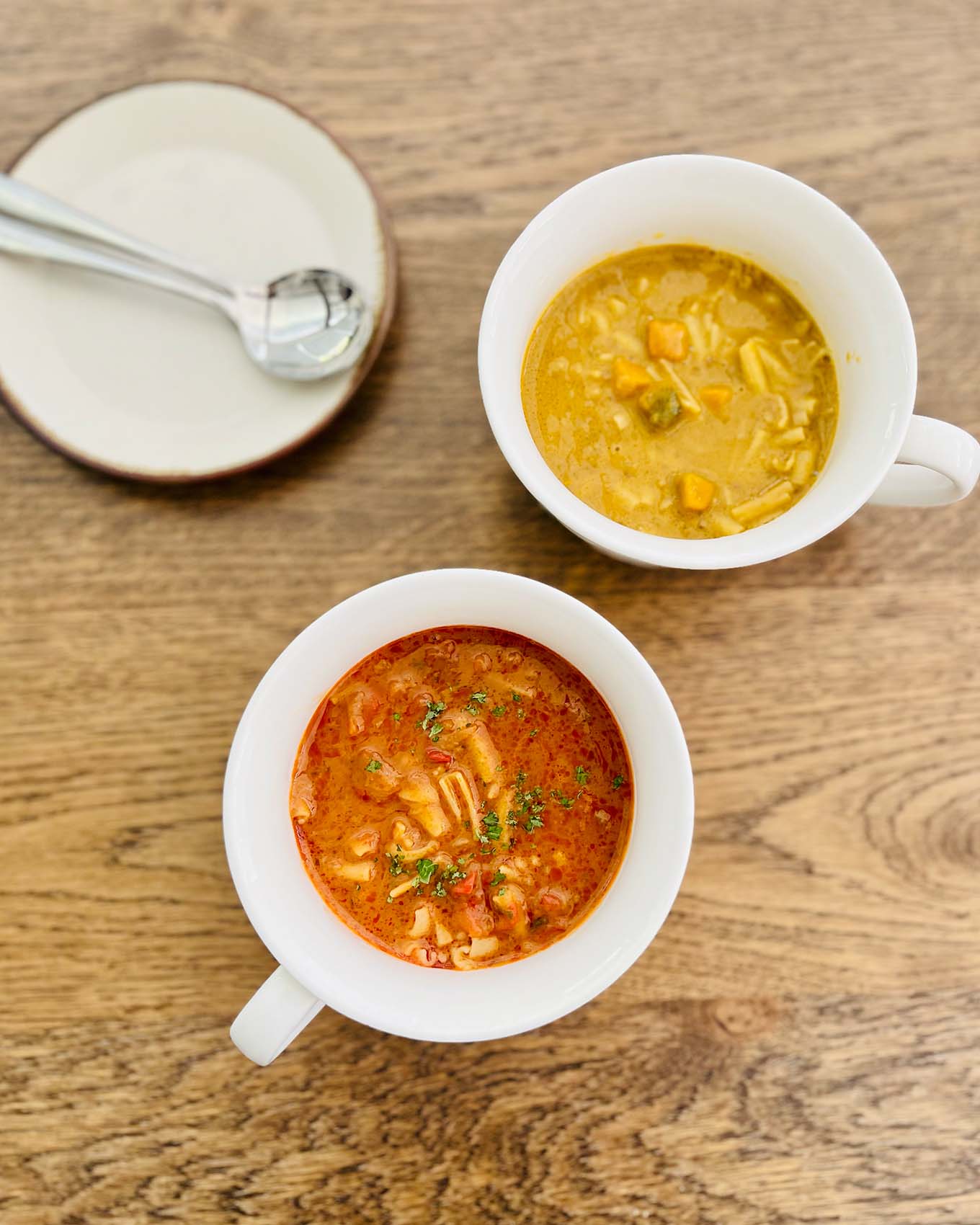 ゼンブスープ、パプリカのポタージュ、パンプキンとコーンのポタージュ