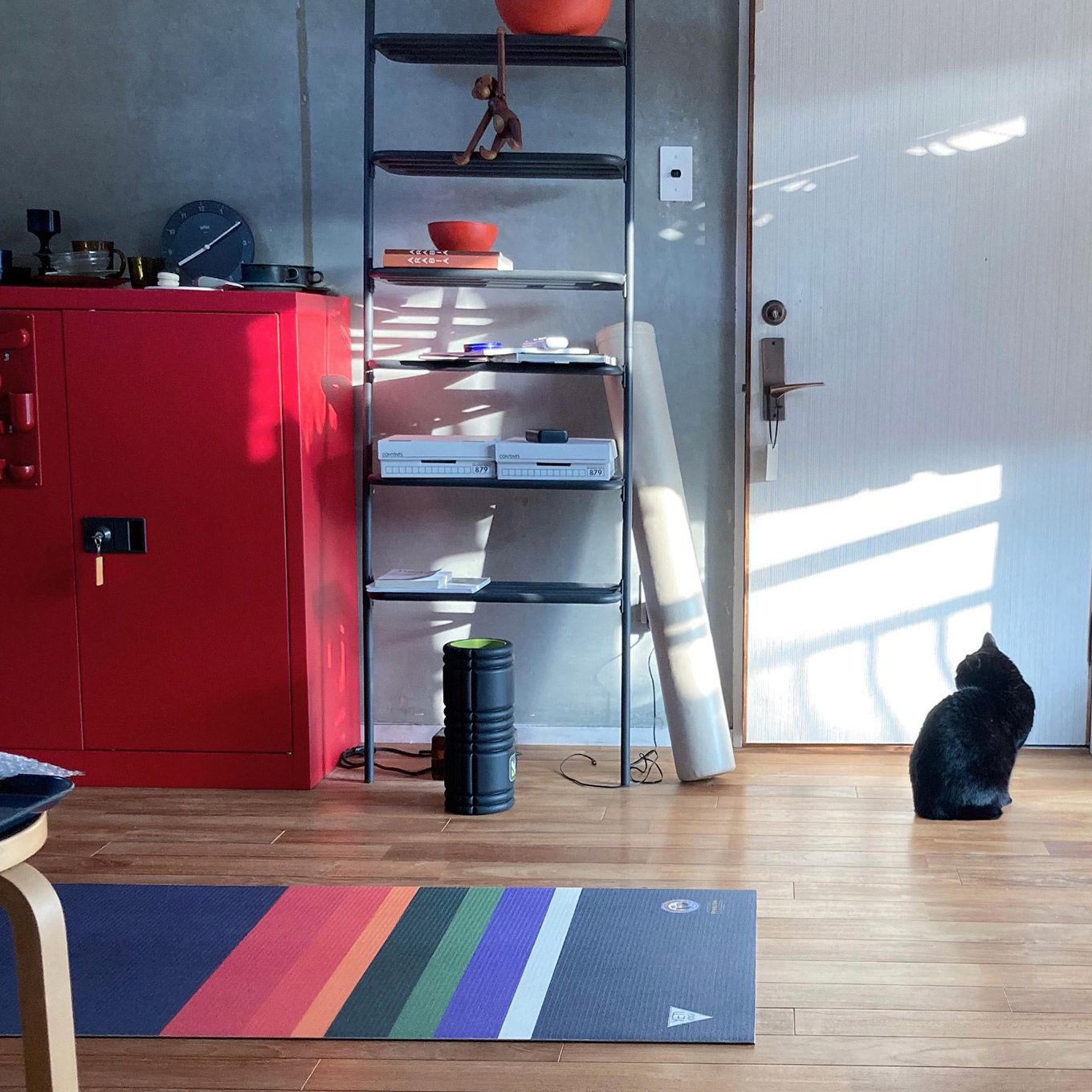 宮原美由紀さん ヨガマットとポール