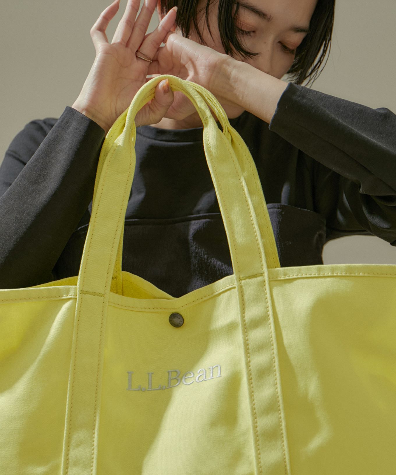 L.L.BEANの別注グロサリーバッグイエロー