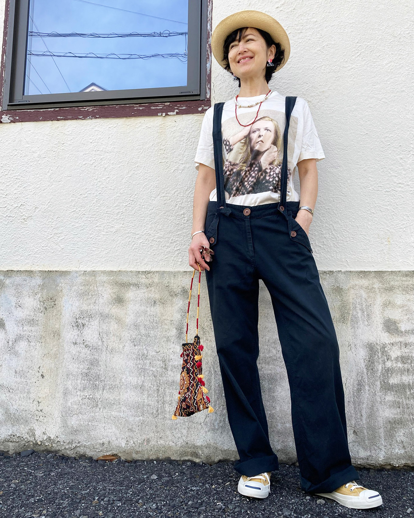 『ポールスミス』のデヴィッド・ボウイTシャツを主役にしたコーディネート