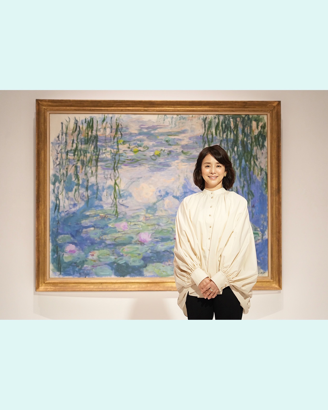 モネ睡蓮のとき石田ゆり子×Shogo Sekine×富岡シルクスカーフA  