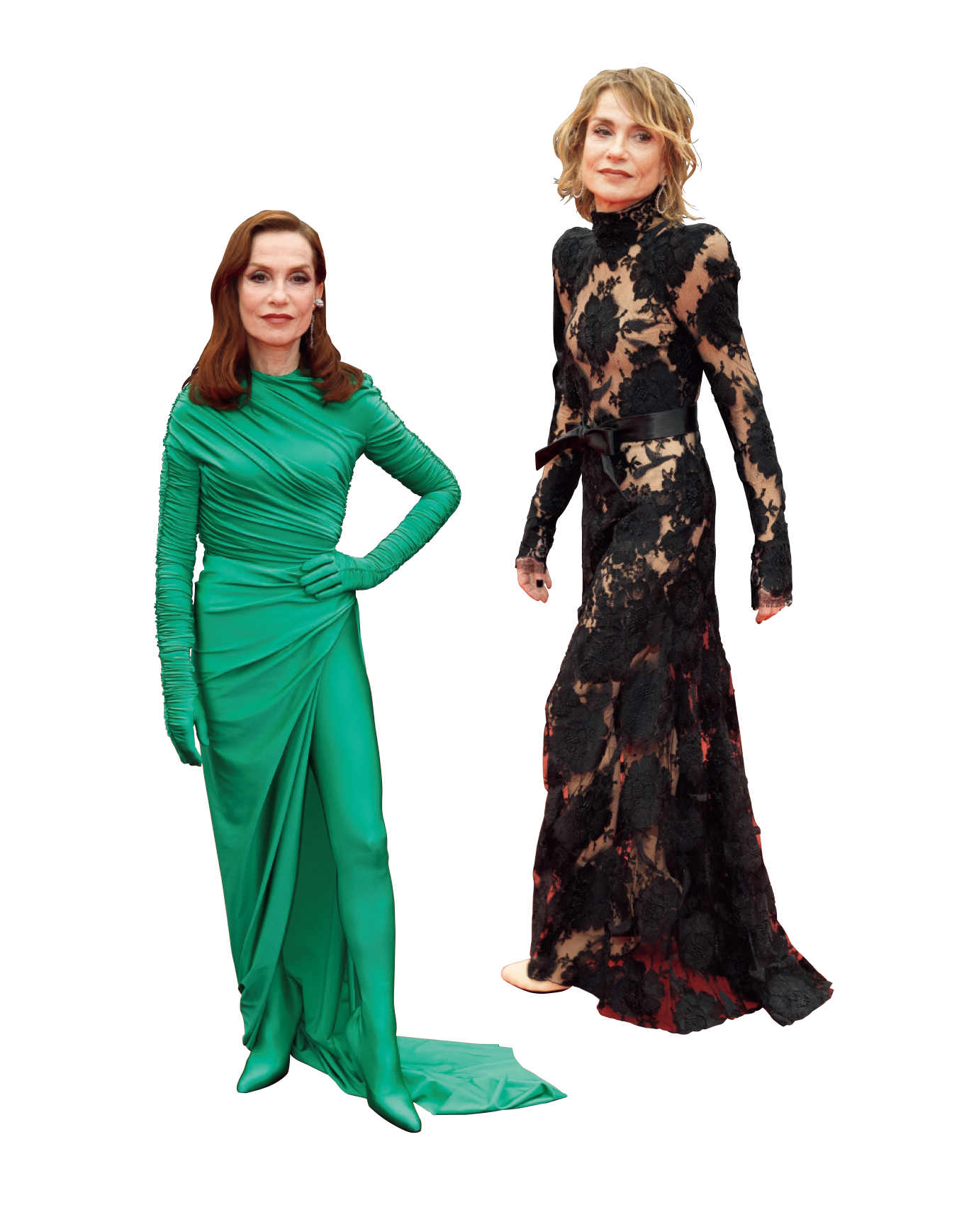 『バレンシアガ』のドレスを着たイザベル・ユペール